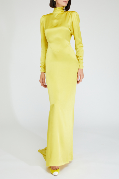 Image 2 of Alessandra Rich Yellow silk dress