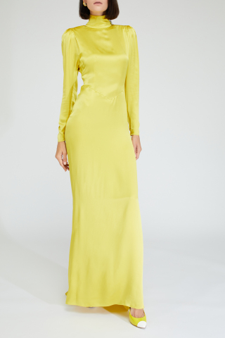 Alessandra Rich Yellow silk dress Yellow