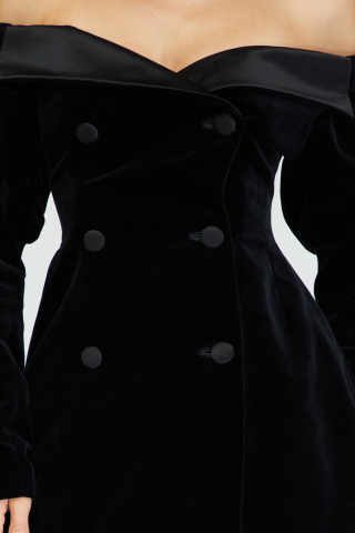 Marianna Senchina Black velvet jacket dress Black