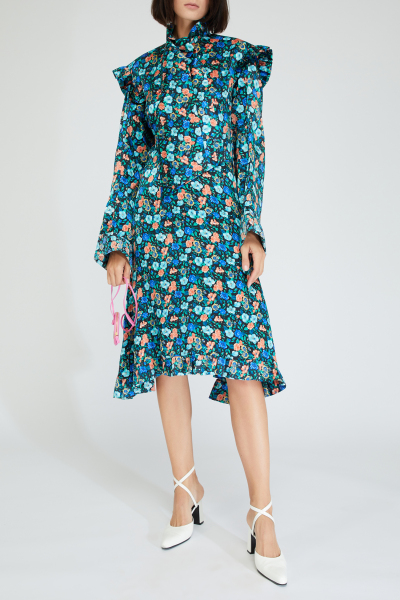 Image 2 of Vetements Blue dress with a floral pattern