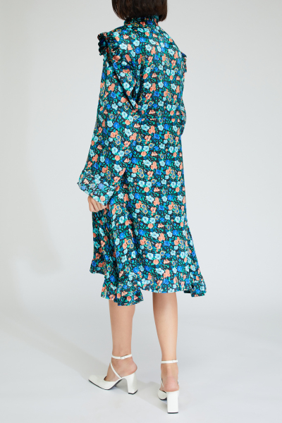 Image 3 of Vetements Blue dress with a floral pattern