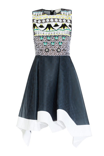 Image of Peter Pilotto Blue sleeveless dress with embroidery