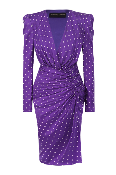 Image of Alexandre Vauthier Purple polka dot dress