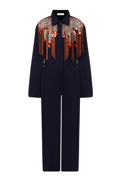 Image of Dries Van Noten Blue jumpsuit with embroidery