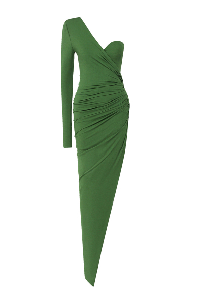 Image of Alexandre Vauthier Green dress with an asymmetrical cut