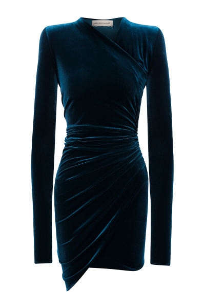 Image of Alexandre Vauthier Blue velvet mini dress