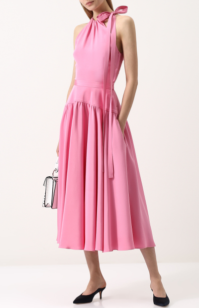 Image 2 of Calvin Klein 205 W39 NYC Pink sateen midi dress