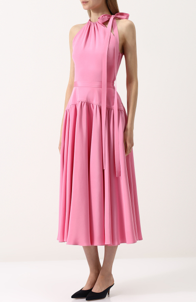 Image 3 of Calvin Klein 205 W39 NYC Pink sateen midi dress