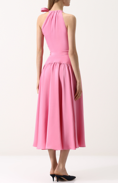 Image 4 of Calvin Klein 205 W39 NYC Pink sateen midi dress