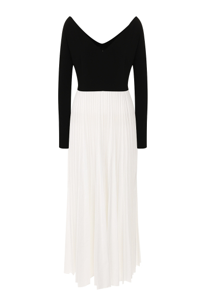 Image of A.W.A.K.E. Black and white dress with an open shoulder line