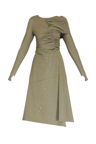 Image of Marine Serre Grey dress with drapery on the chest