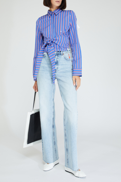 Image 2 of Off-White Blue shirt with open back