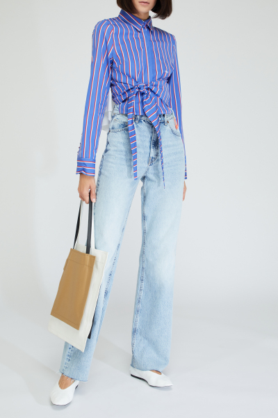 Image 3 of Off-White Blue shirt with open back