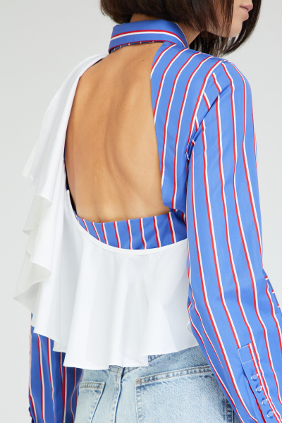 Image 5 of Off-White Blue shirt with open back