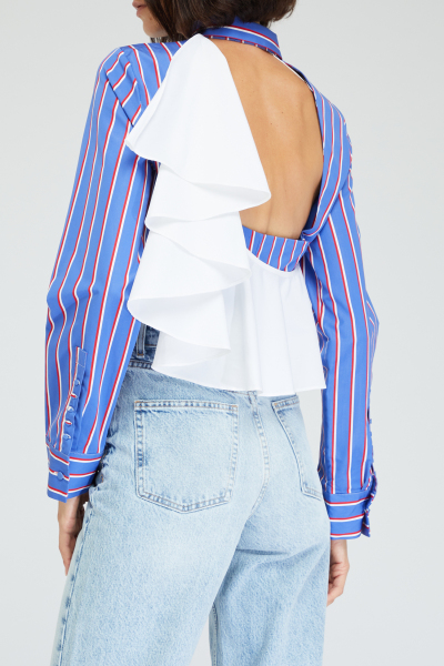 Image 4 of Off-White Blue shirt with open back