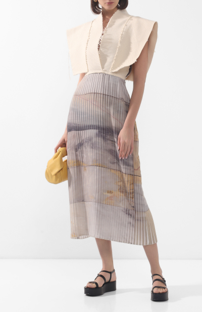Image 2 of WOS Beige dress with a pleated skirt