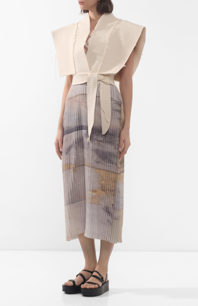 Image 3 of WOS Beige dress with a pleated skirt