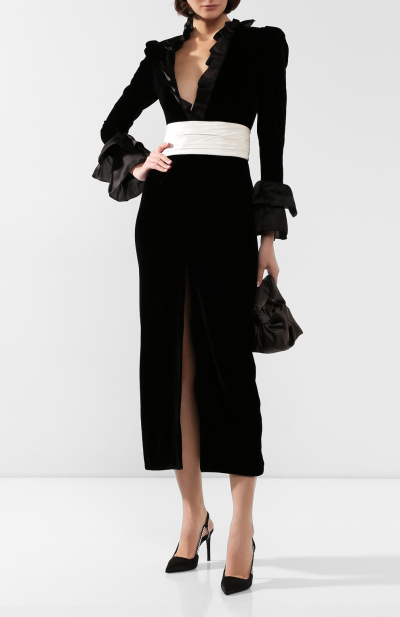 Image 2 of Alessandra Rich Black dress with a white bow