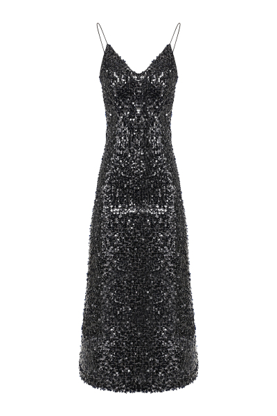 Image of WOS Dark blue sequined dress with an open back