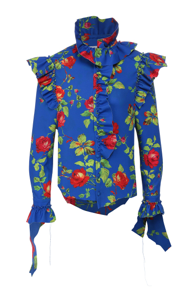 Image of Vetements Blue blouse decorated with wide ruffles