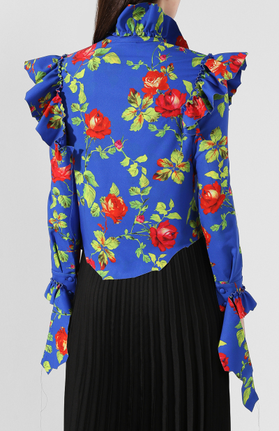 Image 4 of Vetements Blue blouse decorated with wide ruffles