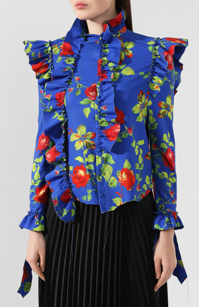Image 3 of Vetements Blue blouse decorated with wide ruffles