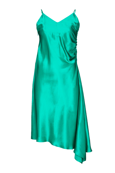 Image of MM6 Maison Margiela Turquoise satin combination dress