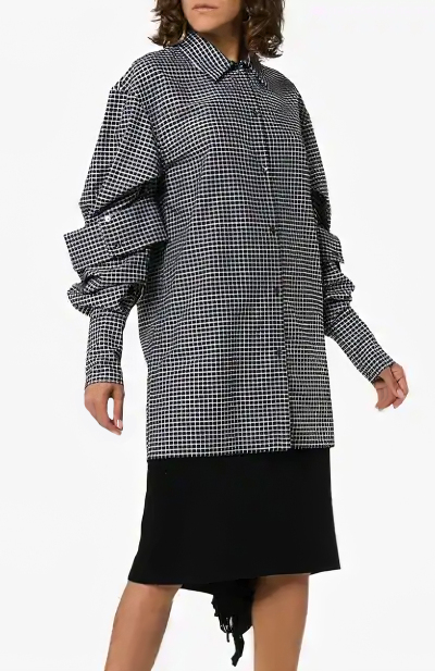 Image 3 of DELADA Black Plaid shirt with double sleeves