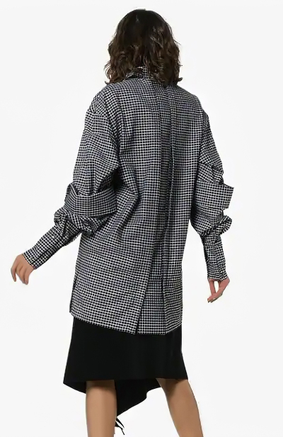 Image 4 of DELADA Black Plaid shirt with double sleeves