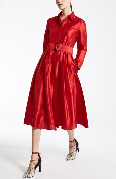 Image 2 of Max Mara Red shirt dress with a belt