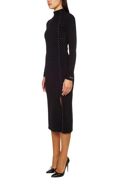 Image 3 of Off-White Black midi dress with stand-up collar