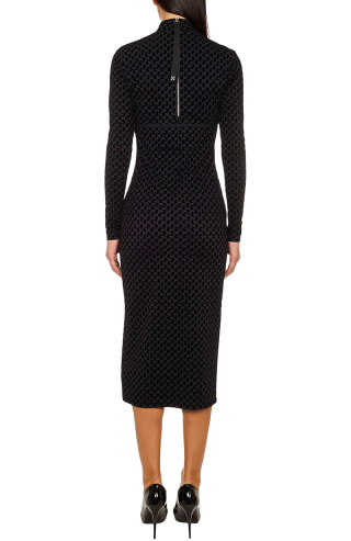 Off-White Black midi dress with stand-up collar Black