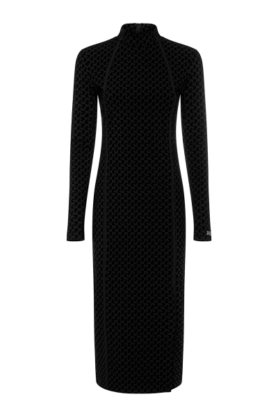 Image of Off-White Black midi dress with stand-up collar