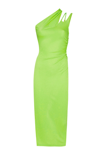 Image of MUGLER Bright green asymmetric dress