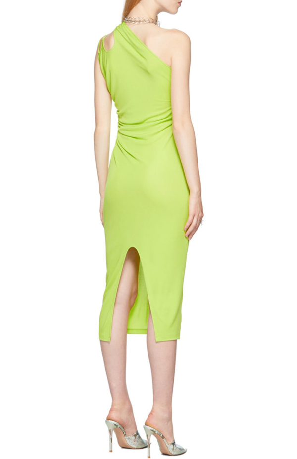 MUGLER Bright green asymmetric dress Green