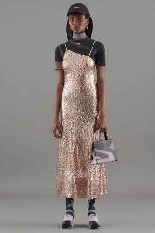 Off-White Gold sequined combination dress Gold
