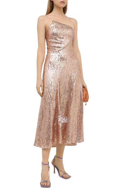 Image 3 of Off-White Gold sequined combination dress