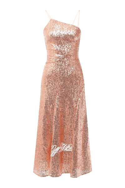 Image of Off-White Gold sequined combination dress