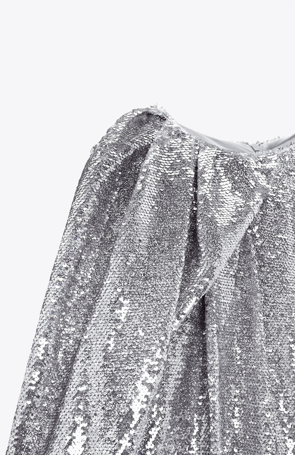 ZARA Silver short dress with sequins Silver