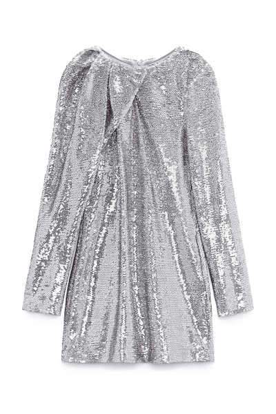 Image of ZARA Silver short dress with sequins