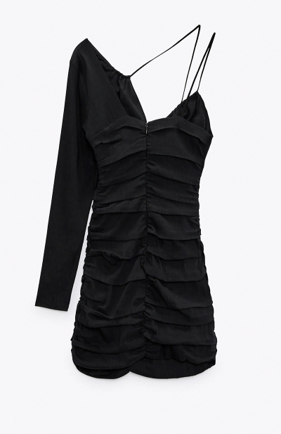 Image 3 of ZARA Black asymmetrical linen dress