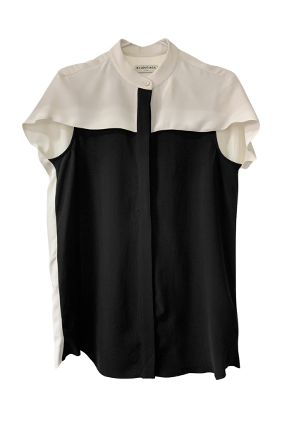 Image of Balenciaga Black and white sleeveless top