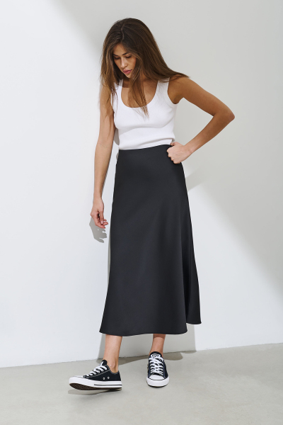 Image 6 of Present Simple Black midi skirt DIANA