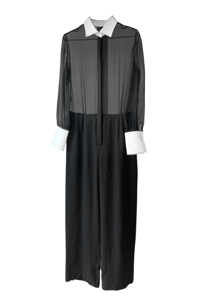 Image of Saint Laurent Black vintage  jumpsuit with a transparent top