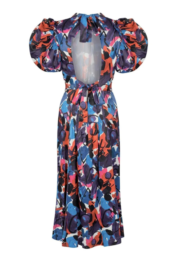 Rotate Multicolored dress with flounced sleeves Multicolor