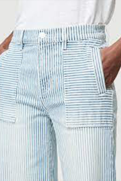 Image 3 of Frame White jeans with blue stripes