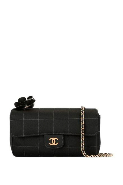 Image of Chanel Black Choco Bar silk bag