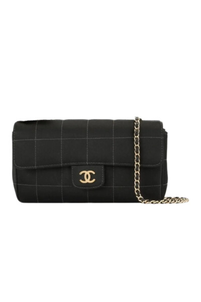 Image of Chanel Black Choco Bar silk bag