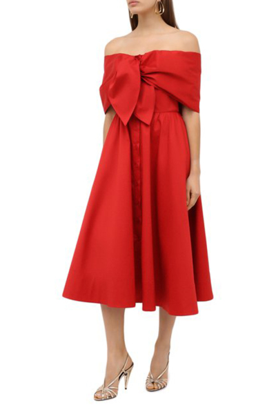 Image 3 of Oscar de la Renta Red dress with an open shoulder line