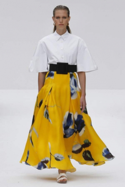Image 2 of Carolina Herrera Yellow floral print skirt